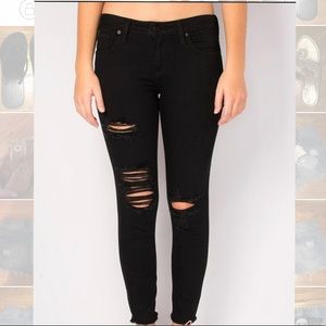 Just Black Distressed Black Jeans
